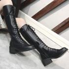 Faux Leather Block Heel Knee-high Boots
