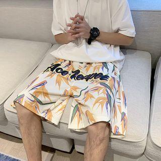 High-waist Print Lettering Shorts