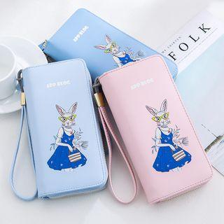 Rabbit Print Long Zip Wallet