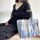 Tie-dyed Tote Bag Shoulder Bag - Sky Blue - One Size
