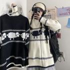 Sheep Patterned Crewneck Sweater