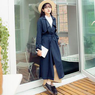 Long-sleeve Lapel Waist-tied Coat