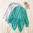 Stand Collar Irregular Long-sleeve Blouse
