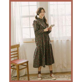 Frilly Ditsy Flower Long Shirtdress