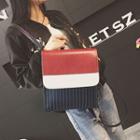 Striped Color Panel Flap Backpack