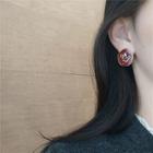 Disc Earring 1 Pair - S925 Silver Needle - Dark Red - One Size
