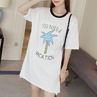 Print Elbow-sleeve T-shirt Dress