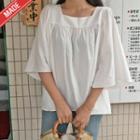 Squared-neck Wide-sleeve A-line Top