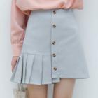Buttoned Asymmetric A-line Skirt