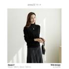 Set Of 2: Mock-neck Lettuce-edge Knit Top