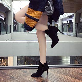 Ruffle High-heel Ankle Boots