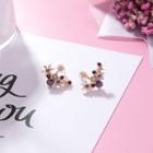 Rhinestone Flower Earring 1 Pair - 925 Silver Needle - Multicolour - One Size