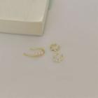 Faux Pearl / Alloy Cuff Earring Set - Gold - One Size