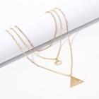Alloy Triangle Pendant Layered Necklace Gold - One Size