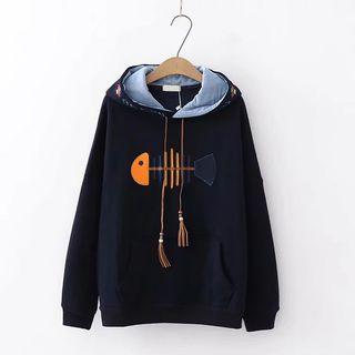Fishbone Embroidered Hoodie