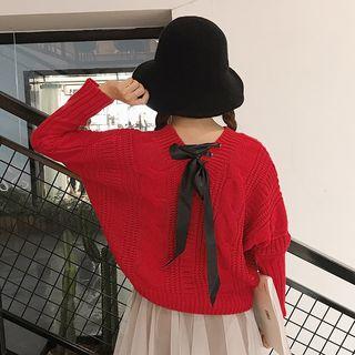 Tie Back Cable Knit Sweater
