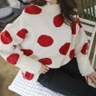 Drop-shoulder Dot Wool Blend Sweater