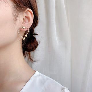 Rhinestone Heart Earring E2120 - 1 Pair - Gold - One Size