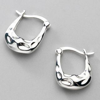 925 Sterling Silver Irregular U Shape Earring 1 Pair - Silver - One Size
