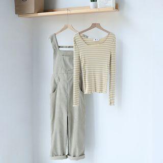 Striped Long-sleeve T-shirt / Wide Leg Jumper Pants