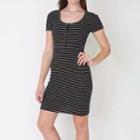 Round Neck Short-sleeve Mini Sheath Dress
