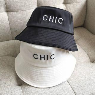 Lettering Embroidered Bucket Hat White - One Size