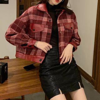 Plaid Buttoned Jacket/ A-line Jumper Dress