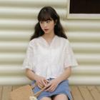 V Collar Lace Top