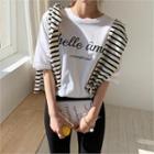 Round-neck Letter Print T-shirt White - One Size