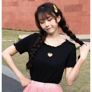 Cutout-heart Short-sleeve T-shirt
