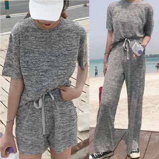 Short-sleeve T-shirt / Sweat Shorts / Wide-leg Pants