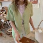 Short-sleeve Button Jacket Green - One Size