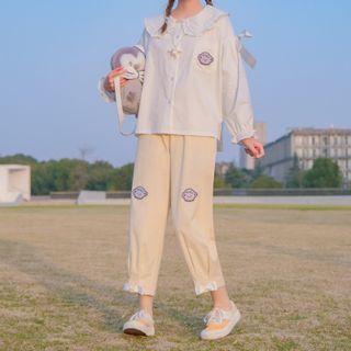 Cropped Harem Pants / Plain Blouse