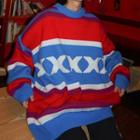 Label Applique Striped Sweater