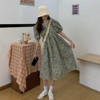 Floral Puff-sleeve Dress Floral - One Size