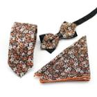 Set Of 3: Printed Neck Tie + Bow Tie + Pocket Square Mz-12 - One Size