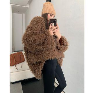 V-neck Oversized Furry Pullover
