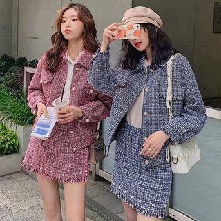 Set: Plaid Tweed Jacket + Skirt