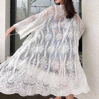 Lace Long Jacket White - One Size