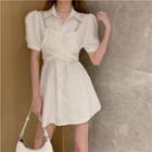 Inset Camisole Short Sleeve Shirt Dress White - One Size