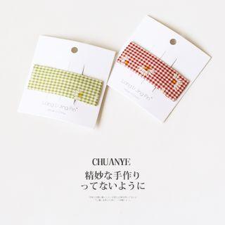 Daisy Print Plaid Hair Clip