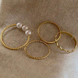 Set: Faux Pearl / Alloy Ring (assorted Designs)