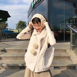 Buttoned Fleece Vest Almond - One Size