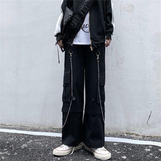 Chain Detailed Plain Straight Cut Pant