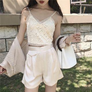 Set: Lace Spaghetti Strap Top + Shorts
