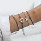 Bracelet (various Designs) Set Of 4 - Gray & Silver - One Size