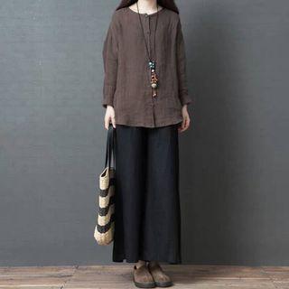 Crew-neck High Low Blouse
