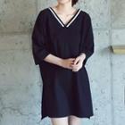 V-neck Elbow-sleeve T-shirt Dress