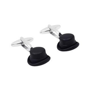 Fashion High-end Black Hat Cufflinks Silver - One Size