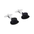 Fashion High-end Black Hat Cufflinks Silver - One Size